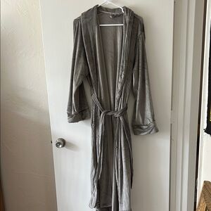 Soft Gray Hooded Lounge Robe